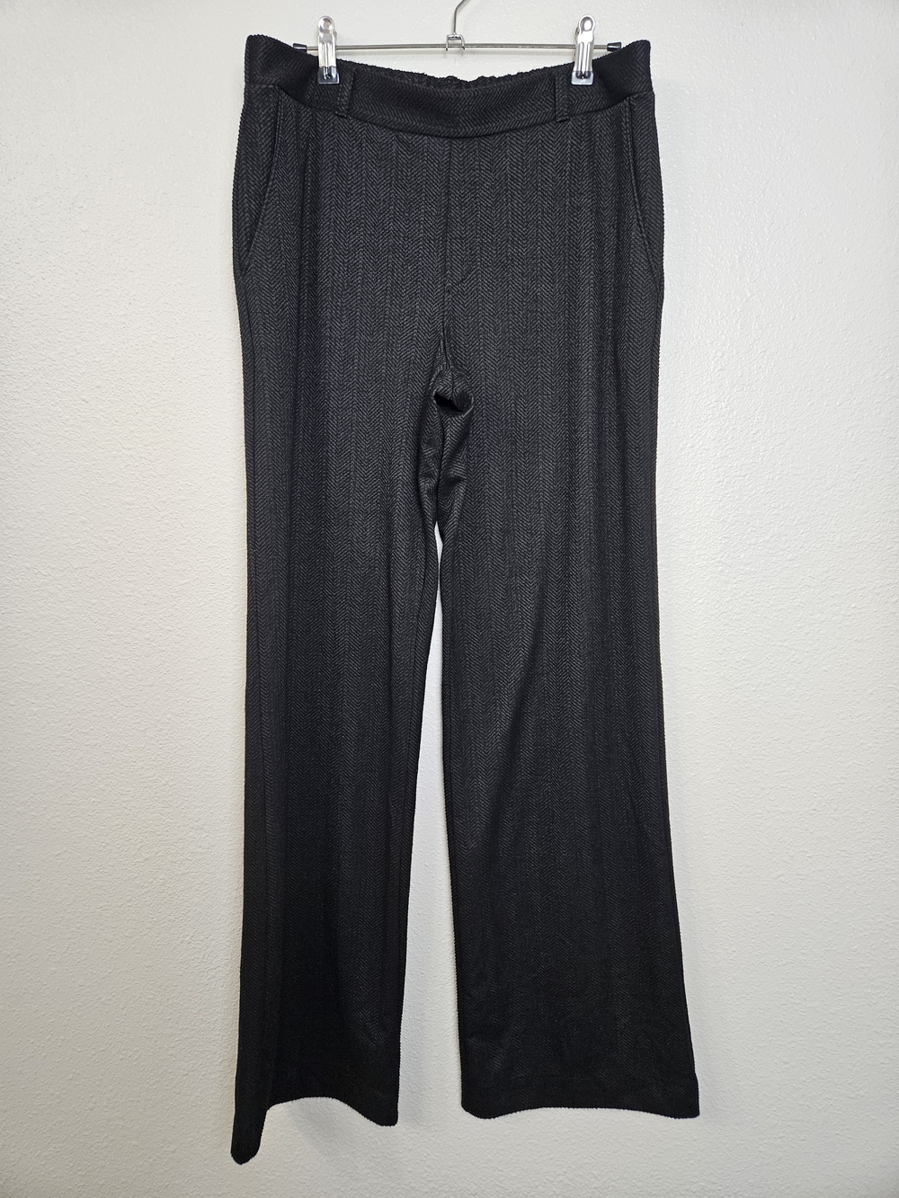 Banana Republic Black Herringbone Wide-Leg Pull On Women's Pants Size 8
