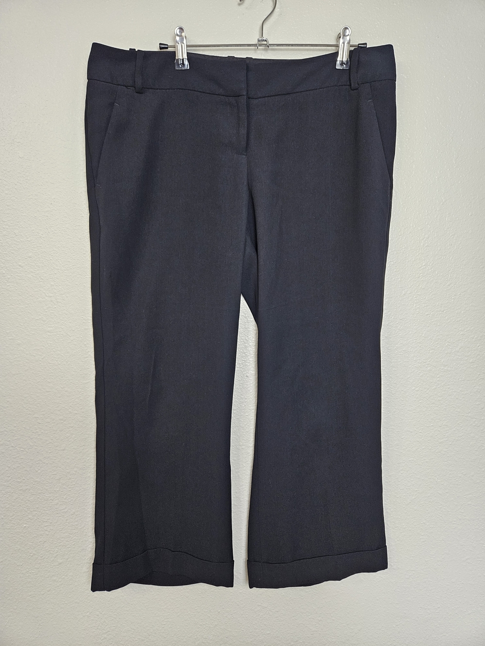 The Limited Drew Fit Cuffed Women's Size 10 Wide Leg Crop Black Dress Pants