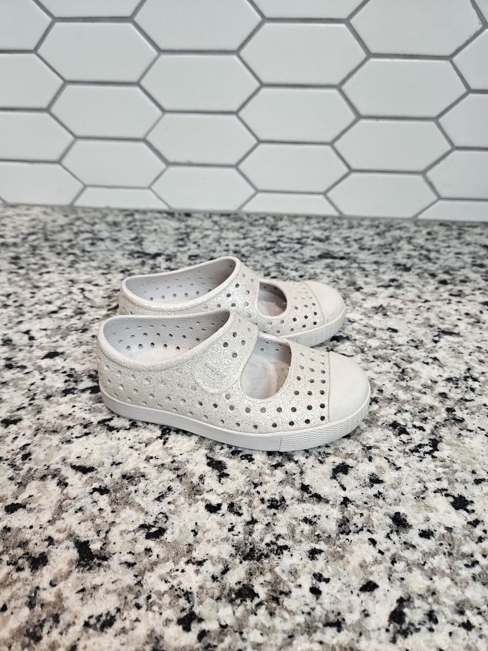 Native Shoes Kids Sparkle Mary Jane Sneakers in White c7 photo 4